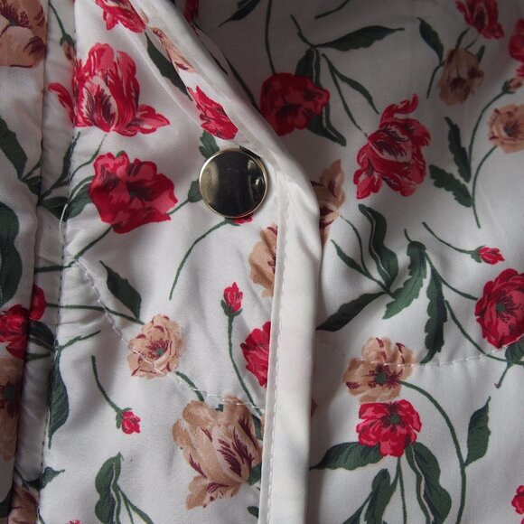 Draper James Floral Quilted Puffer Un-Belted Full Zip Coat Size S -project as is - Picture 9 of 16